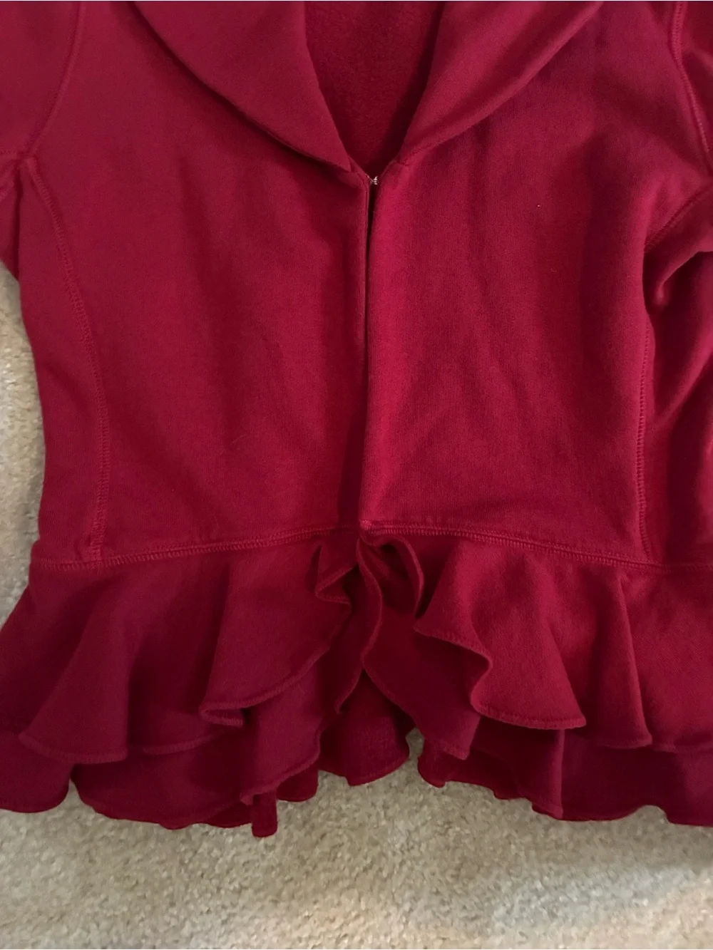 Ralph Lauren Deep Red Ruffle Hem Blazer Jacket (girls 16)XL